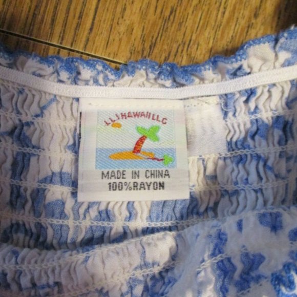 Bundle 3 for $15 - Smocked Hawaiian Dress - Blue and White Floral Print - Picture 3 of 4